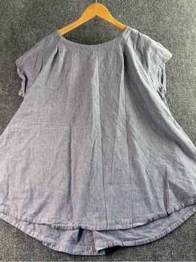 Free people Short Sleeve Chambray Scoop Neck Top - Blue